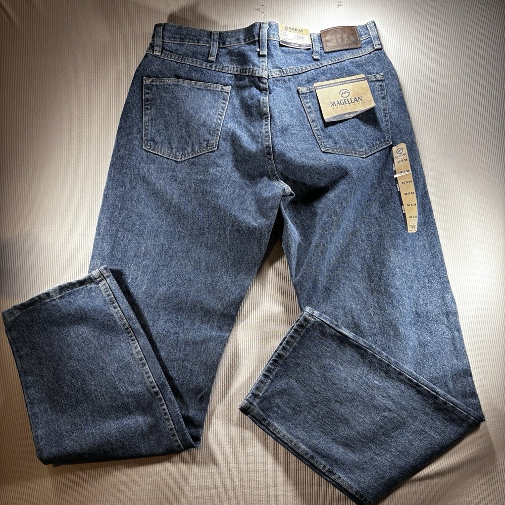 NWT Magellan Outdoors  Men's Denim Jeans 36x34 Med Wash Straight Leg - Picture 9 of 10